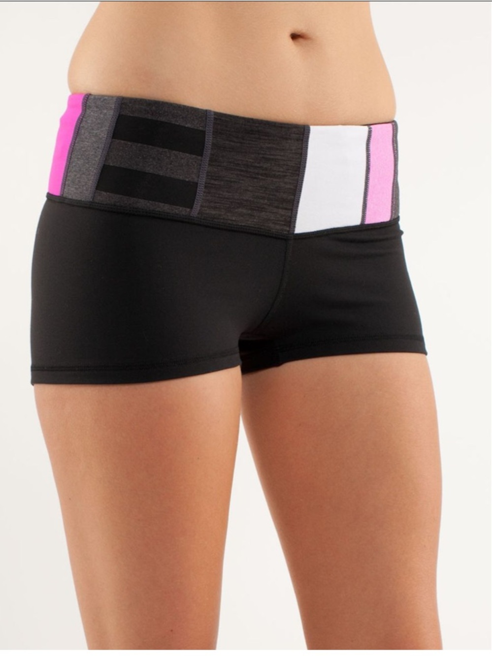 lululemon athletica Boogie Shorts Reversible with Pink & White Waistband